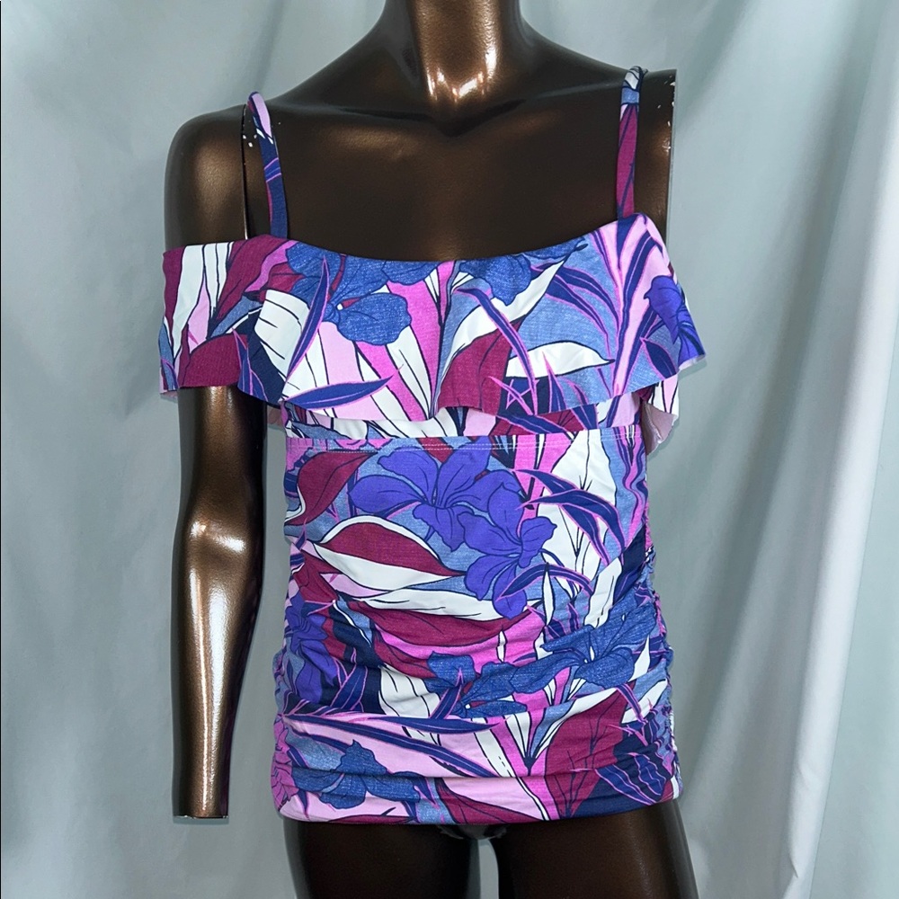 Tommy Bahama Oasis Blossoms Ruffle Tankini top - Small - NWOT